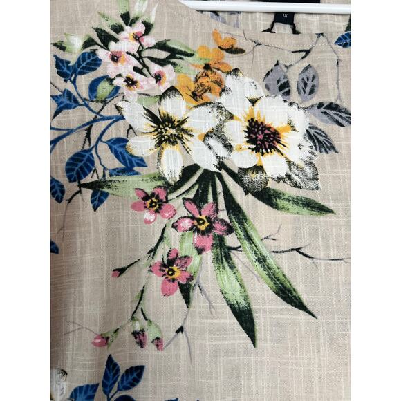 RD & KoKo Linen Floral Blouse Women’s 1X Short Sleeve Top NEW WITH TAGS - Picture 4 of 7